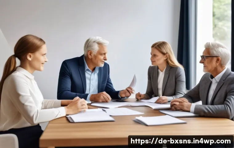 비즈니스 모델에 따라 달라지는 출구 전략 - A professional family business meeting in a modern German office setting, showing a multi-generation...