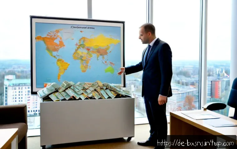 글로벌 시장에서의 출구 전략 설계 - Photorealistic European business strategy meeting in a bright Frankfurt office, German and internati...